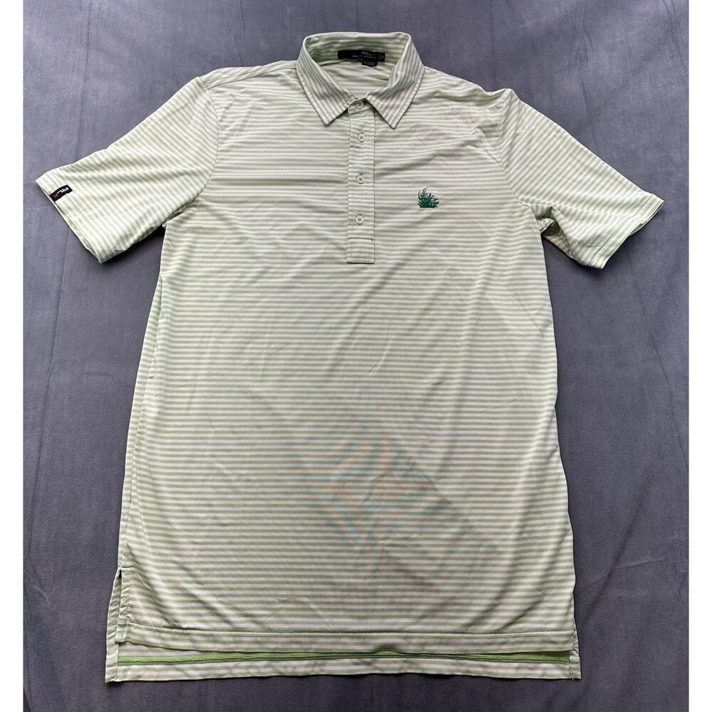 RLX Ralph Lauren Green Striped Men's Medium Polo Shirt Golf TPC Sawgrass Slim